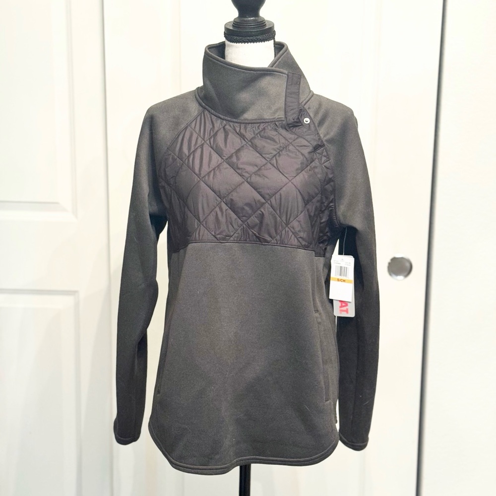 New 32 Degrees Quilted Mockneck Pullover Sweater in Dark Gray, Size S